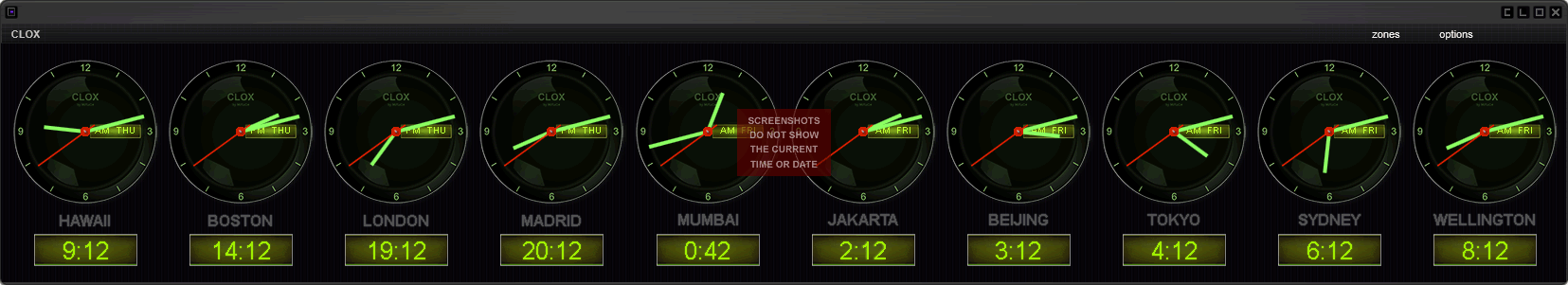 CLOX Timezone Clocks for Windows